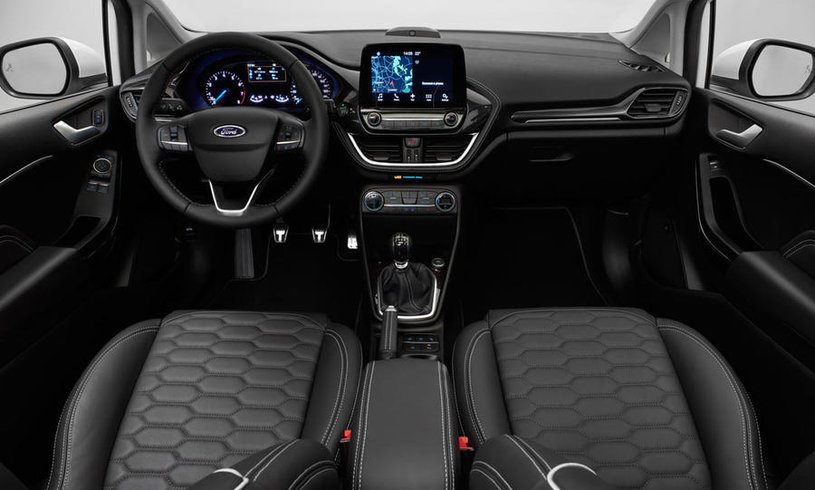 The inside of a brand new Ford Fiesta